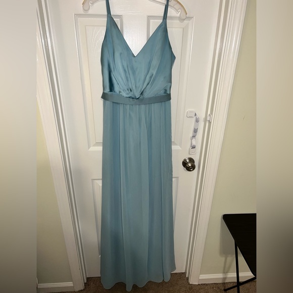 vera wang blue bridesmaid dresses Vera Wang Lace Blue Bodice Gown  Reloved